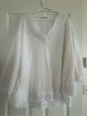 OndadeMar White Eyelet Lace Beach Cover Up | Medium